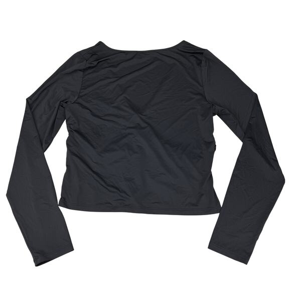 WILFRED Aritzia Bistro Soft-Shine Jersey V-Neck Ruched Long Sleeve Sz Large - Picture 6 of 6